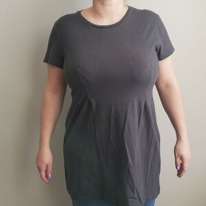 Gray Fitted Long Tee Shirt